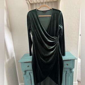 Banana Republic Emerald Green Velvet Wrap Dress